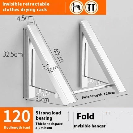 Space-saving aluminum foldable wall hanger in silver and black, perfect for hanging clothes and towels
