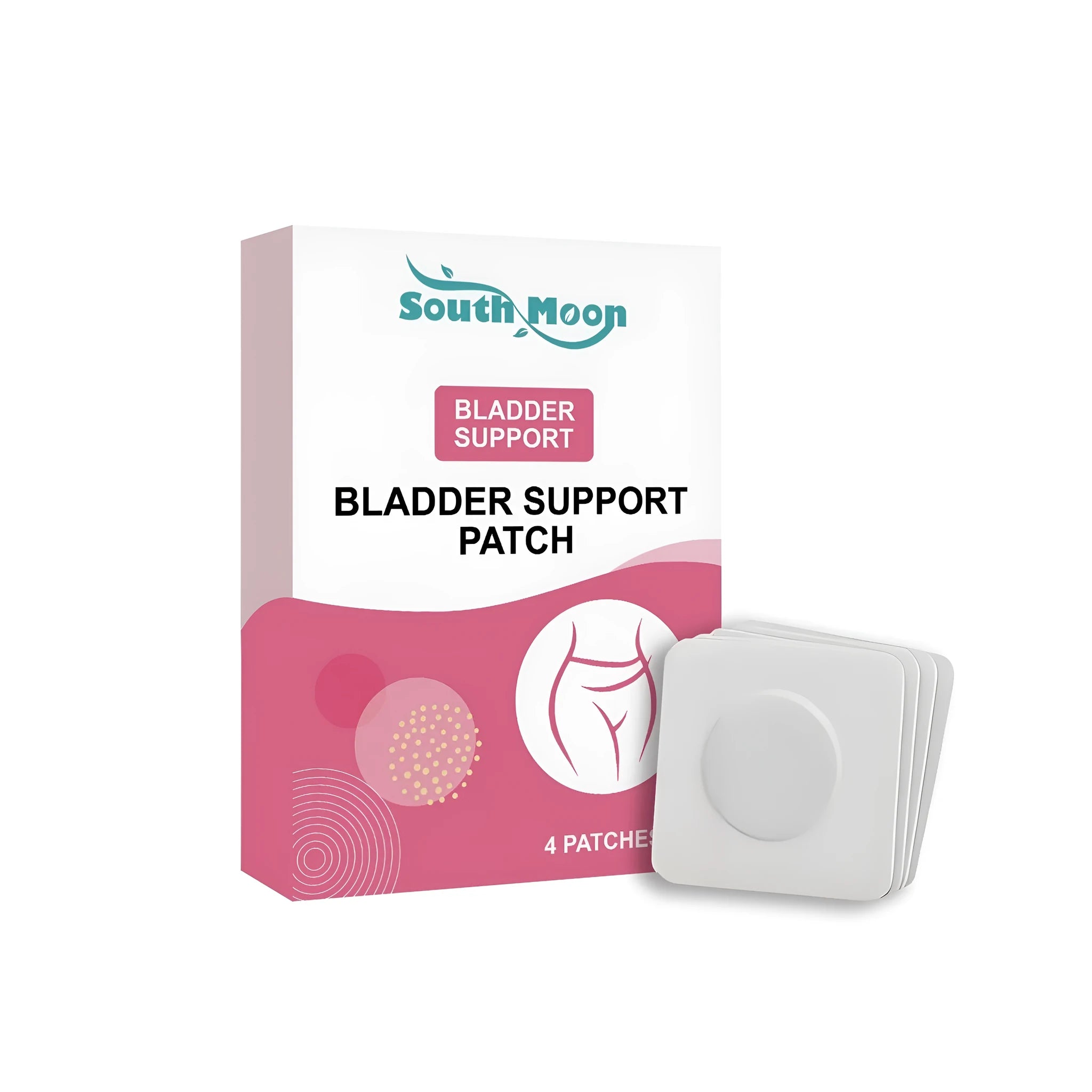 Traditional herbal bladder care patch pack containing four adhesive patches for abdominal application