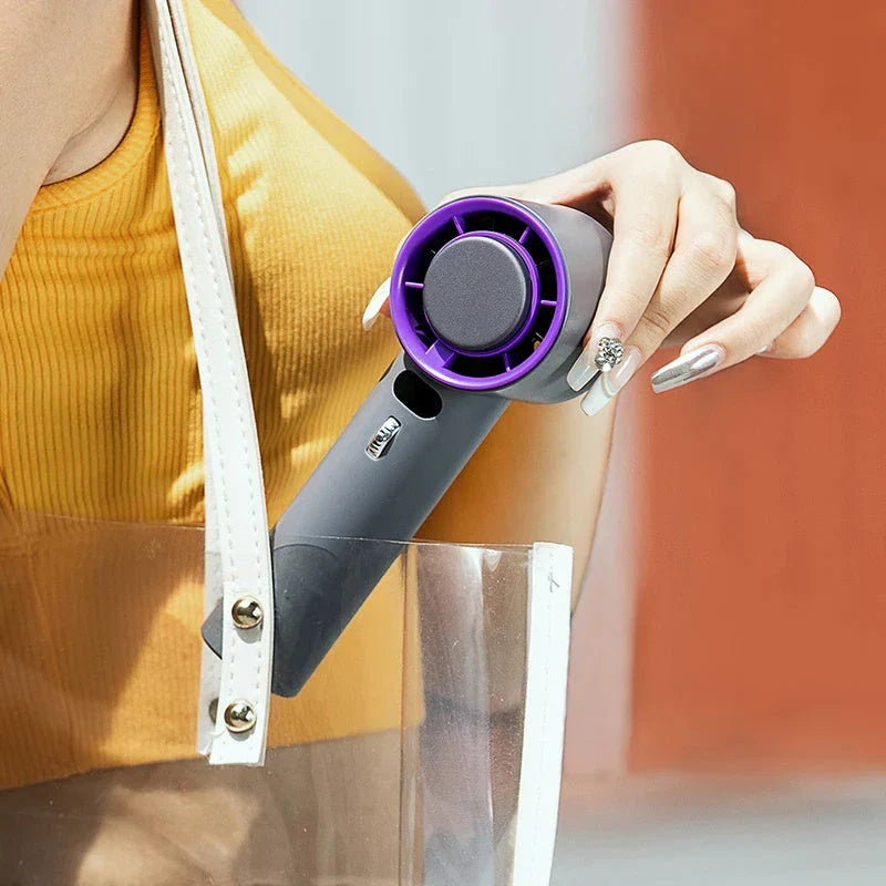 Portable Handheld Turbo Fan with Adjustable Cooling and Long-Lasting Battery - Compact Personal Cooling Device