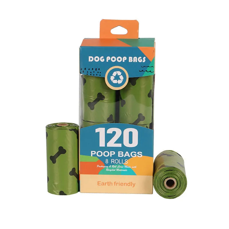 Roll of extra thick leak proof biodegradable dog waste bags for pet waste disposal