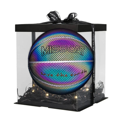 Glowing luminous fluorescent basketball with unique reflective effects for night games