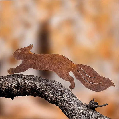 Iron squirrel silhouette screw insert for rustic home decor
