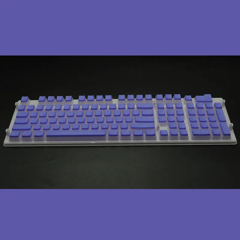 Set of 108 PBT keycaps with double-skin pudding cream design in various colours for mechanical keyboards.