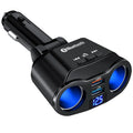 Car Bluetooth FM transmitter and MP3 player with fast-charging USB port for cigarette lighter socket.
