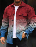 Men's corduroy long sleeve shirt in colour C924-8, loose fit, with chest pocket, autumn winter casual wear
