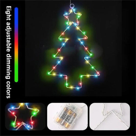 Wrought iron Christmas tree-shaped LED garland lights with white birch colour