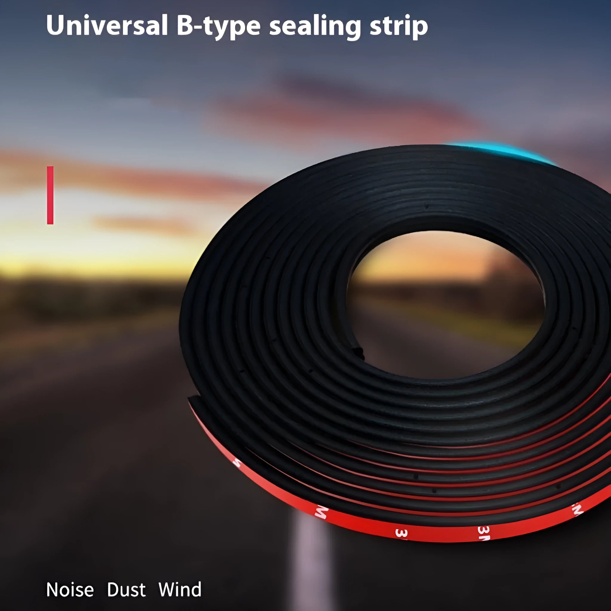 Car door six-hole three-layer thickened sealing strip 6mm thick 10 metre length black roll