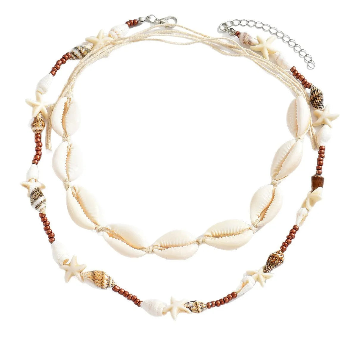 Geometric seashell pendant necklace on regular chain, colour X1900