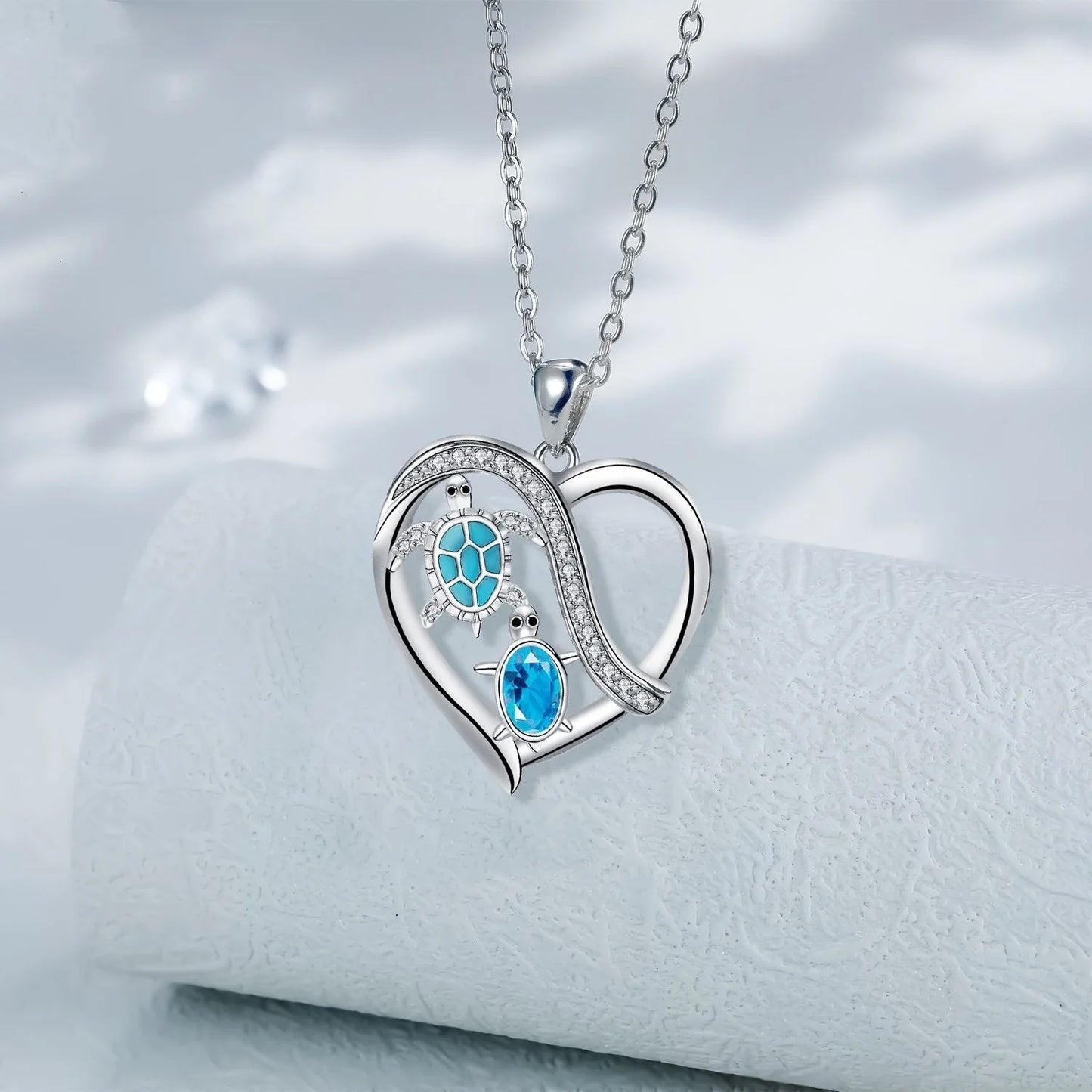 Love Turtle Necklace in white gold colour with detailed turtle pendant