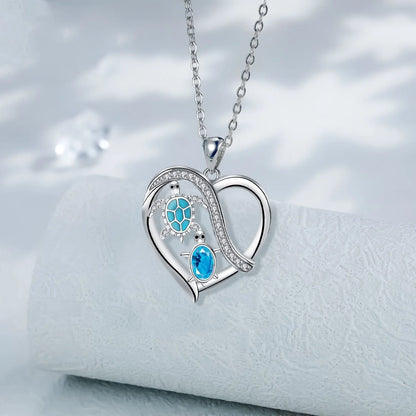 Love Turtle Necklace in white gold colour with detailed turtle pendant