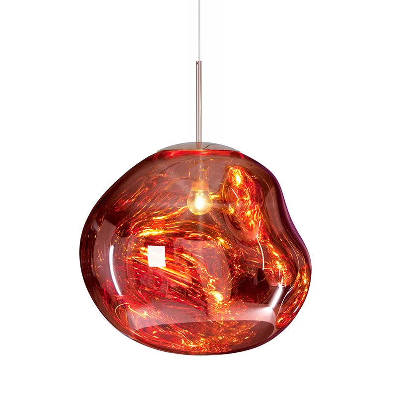 Nordic irregular glass chandelier with E27 LED light source in gold, silver, or wine red colour