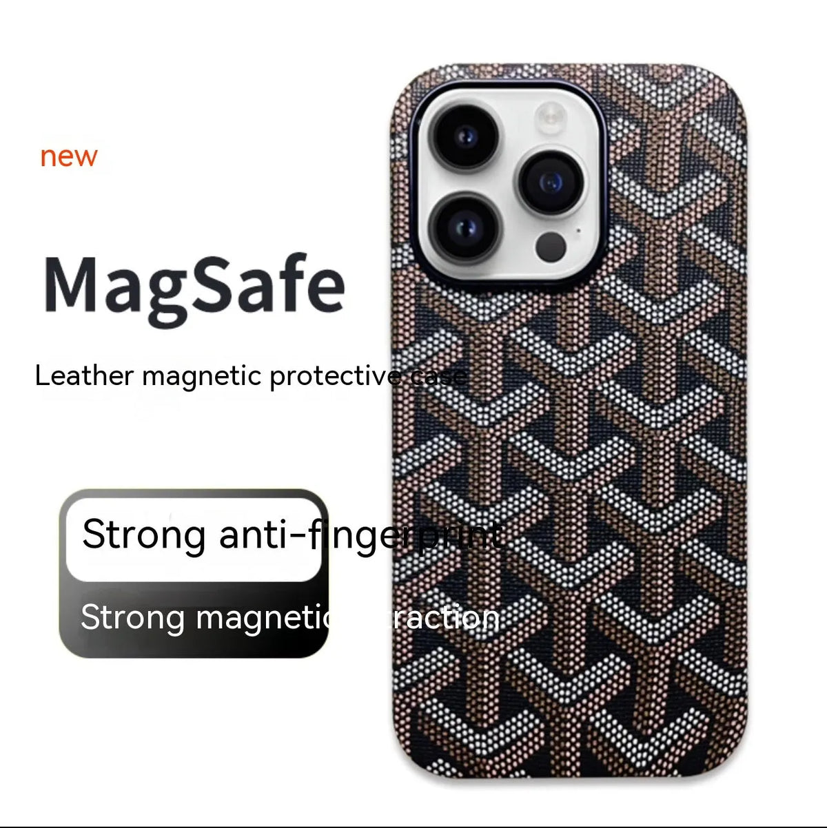 Leather magnetic drop-resistant phone case for Apple iPhone in gold with all-inclusive design