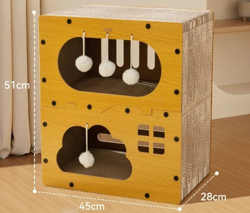 Durable sisal cat scratch board with integrated nest, perfect for protecting furniture and providing comfort for your cat