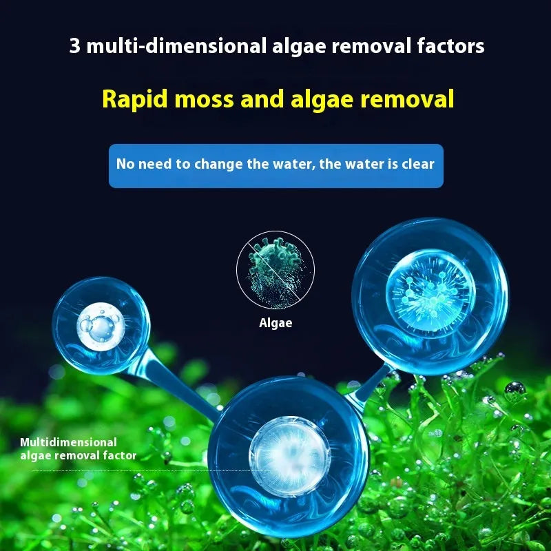 Ecological fish tank and pond algaecide bottle in 300ml, 700ml, or 1100ml sizes for green algae removal
