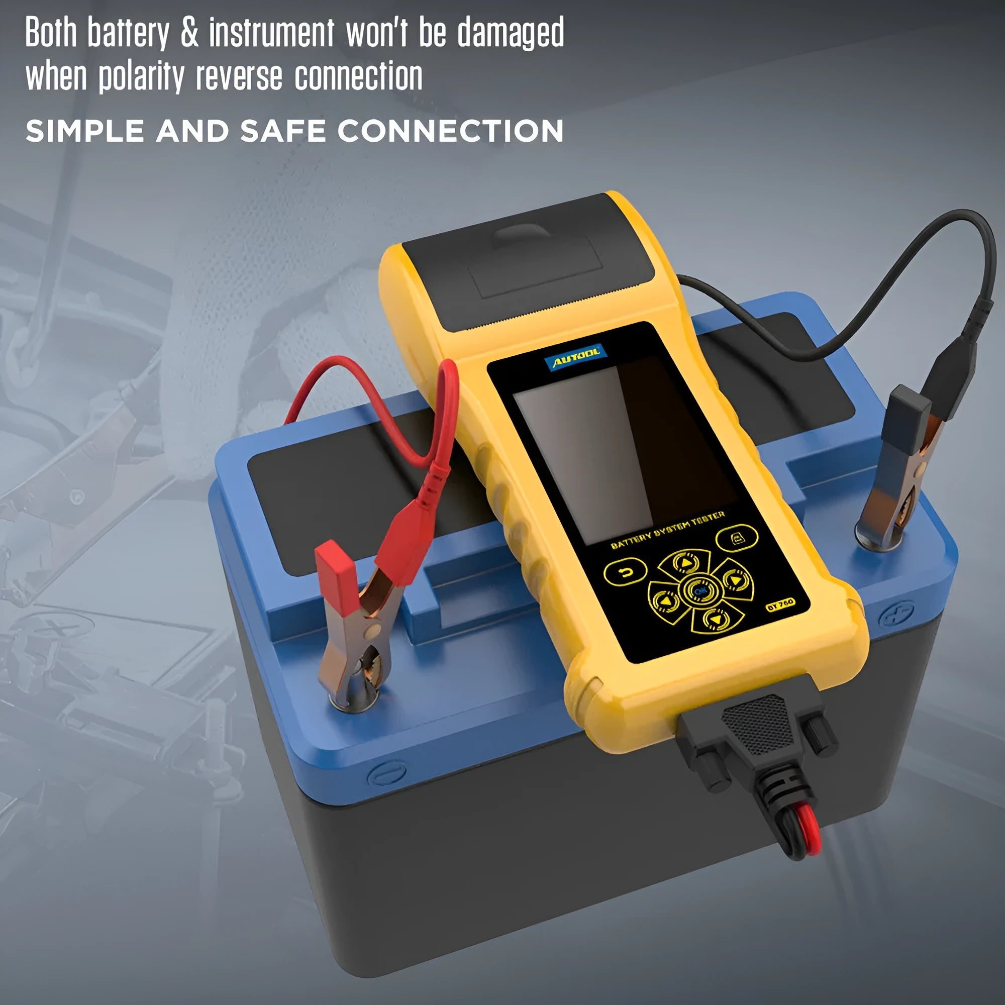 Autool BT760 vehicle battery tester with colour screen and battery connection clips
