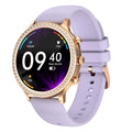 Women's Bluetooth smart watch with silicone band and aluminium alloy case in gold dark green colour