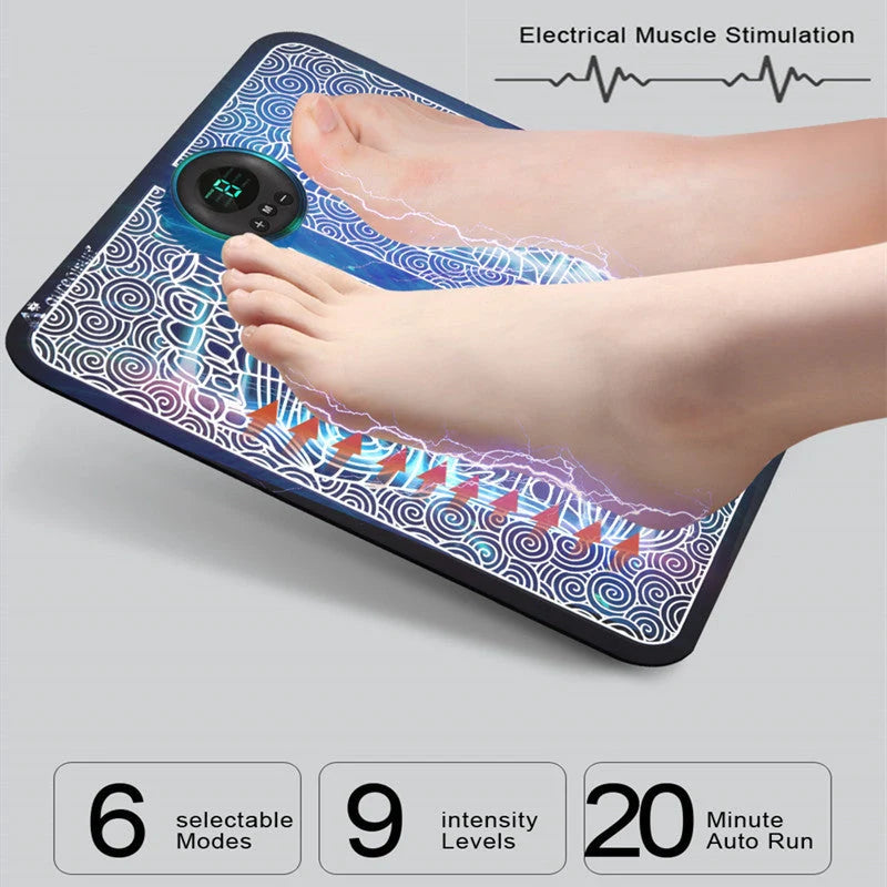 EMS Foot Massager Mat with adjustable modes and USB charging