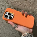 Silver grey magnetic velvet hard case for Apple iPhone, showing front view and magnetic ring detail.