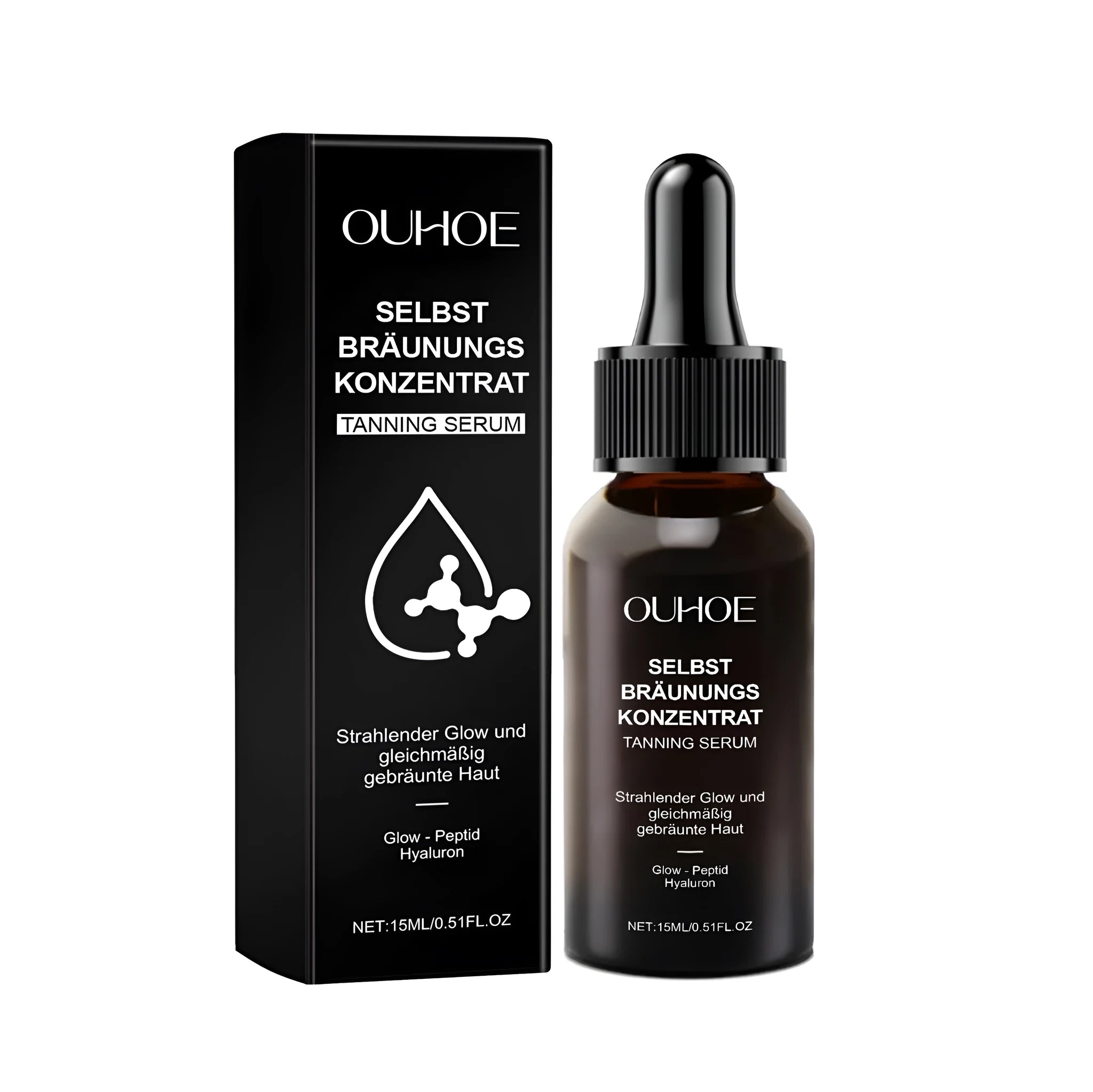 Meihei 15ml bottle of tanning liquid with hyaluronic acid for gradual bronzing
