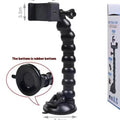 Lightweight plastic car shooting bracket mobile phone holder, black, with four-section adjustable arms for dash cam video recording