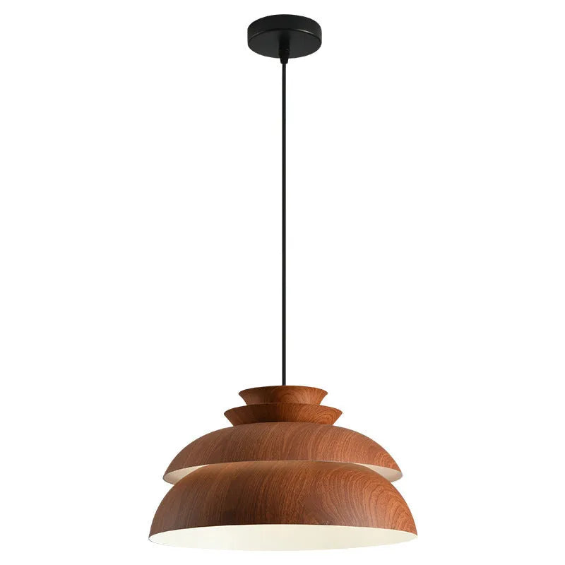 Simple chandelier creative coffee shop bar personality pendant light 33cm antique wood grain