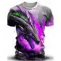 Men's short-sleeved T-shirt with 3D wind dragon printed design in thin milk silk polyester fabric
