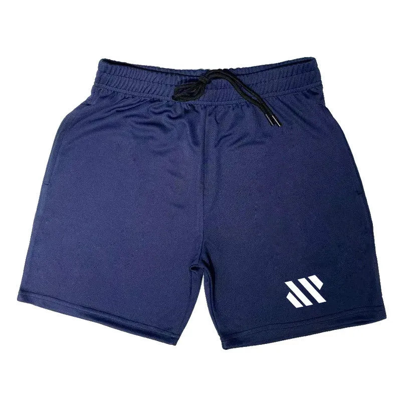 Man's loose black metal silk fabric sports shorts for running on a summer day.