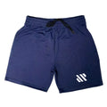Man's loose black metal silk fabric sports shorts for running on a summer day.