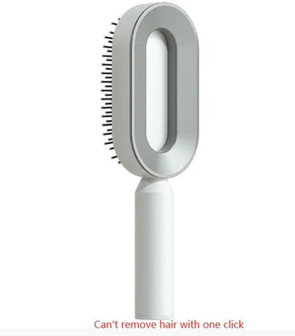 3D Air Cushion Hair Brush in elegant white, showcasing wide comb teeth and ergonomic handle