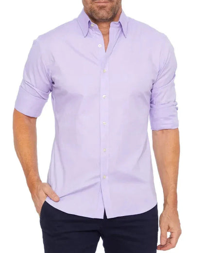 A stylish long sleeve zipper shirt with a button-accented lapel design, made of breathable cotton fabric for men.