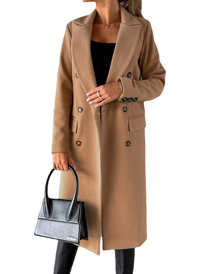 Fashionable double-breasted winter coat for women in various colors and sizes