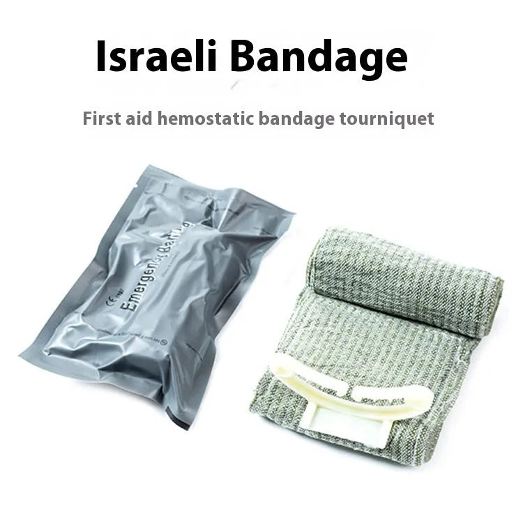 Simple portable haemostatic bandage and tactical gauze tape roll in 10cm and 15cm sizes for first aid.