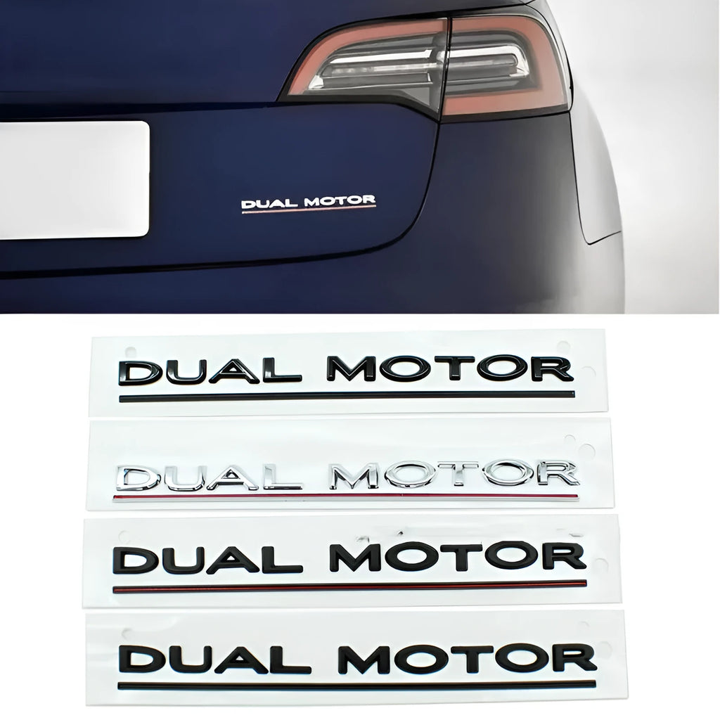 Tesla Model 3 double motor performance badge sticker in ABS plastic.