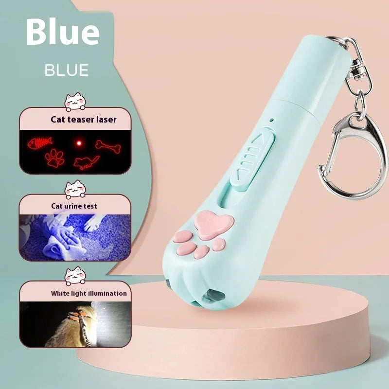 USB charging cat pen light toy in pink, cream, or sky blue colour for interactive play with cats