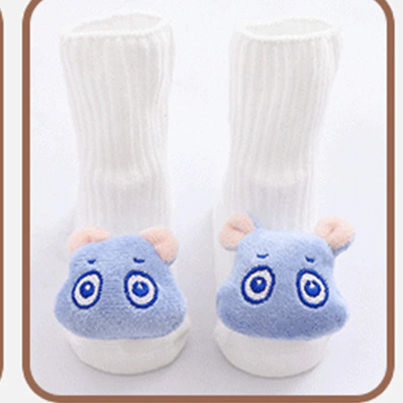 Cotton baby socks in various designs for newborns to 3-month-olds