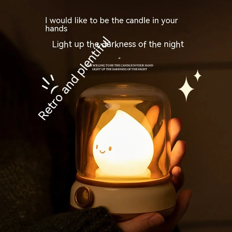 Retro oil lamp design LED night light with USB charging port and dimmer knob