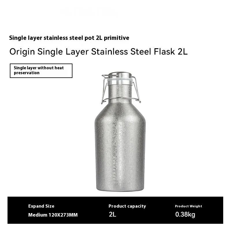 Stainless steel thermal pot with large capacity, showing single-layer and double-layer insulation options
