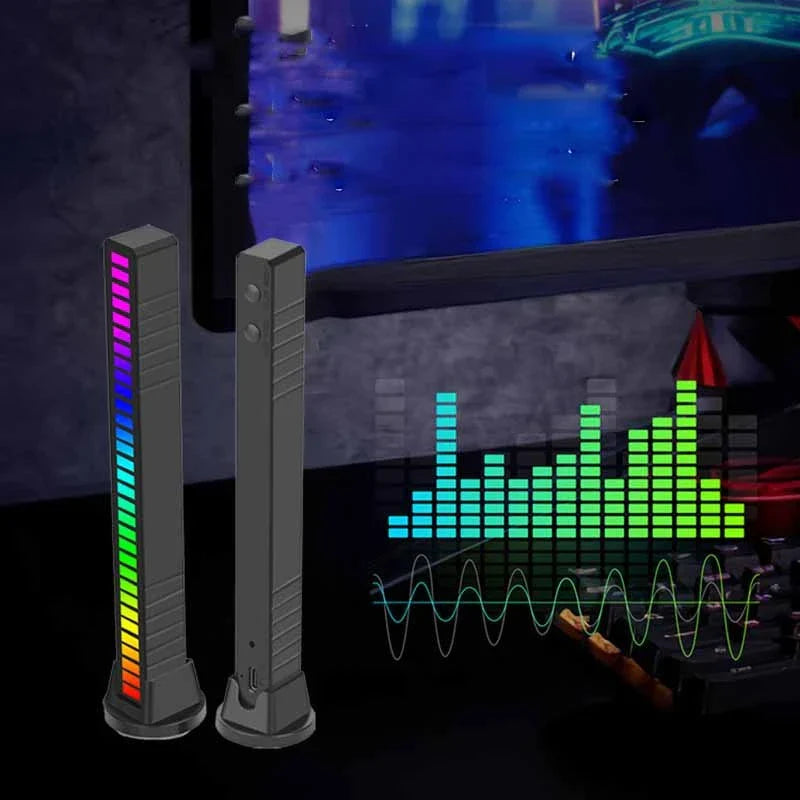 Rhythm-sensing RGB LED strip light with automatic music synchronization and adjustable brightness levels