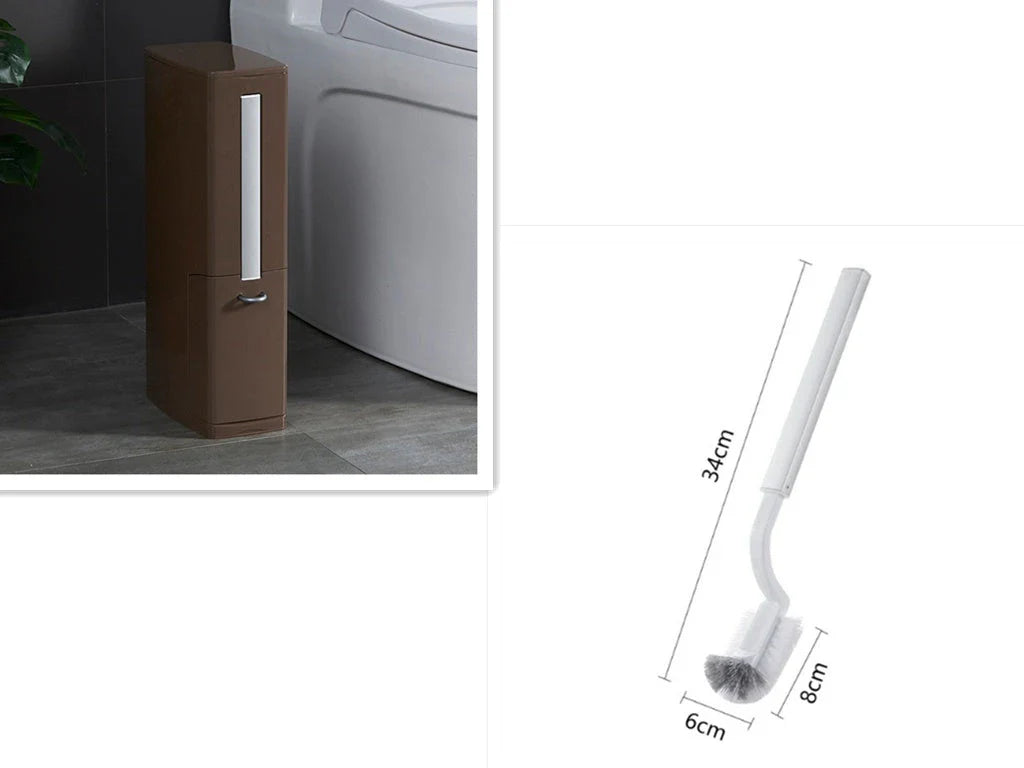 Compact white coffee toilet brush set with built-in tissue box, dimensions 19.5*11*41.2cm