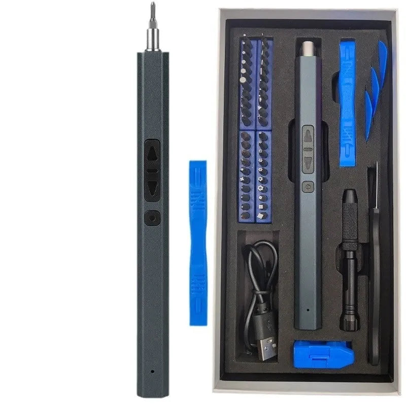 Rechargeable electric screwdriver with chrome vanadium alloy steel handle for computer repair and DIY assembly