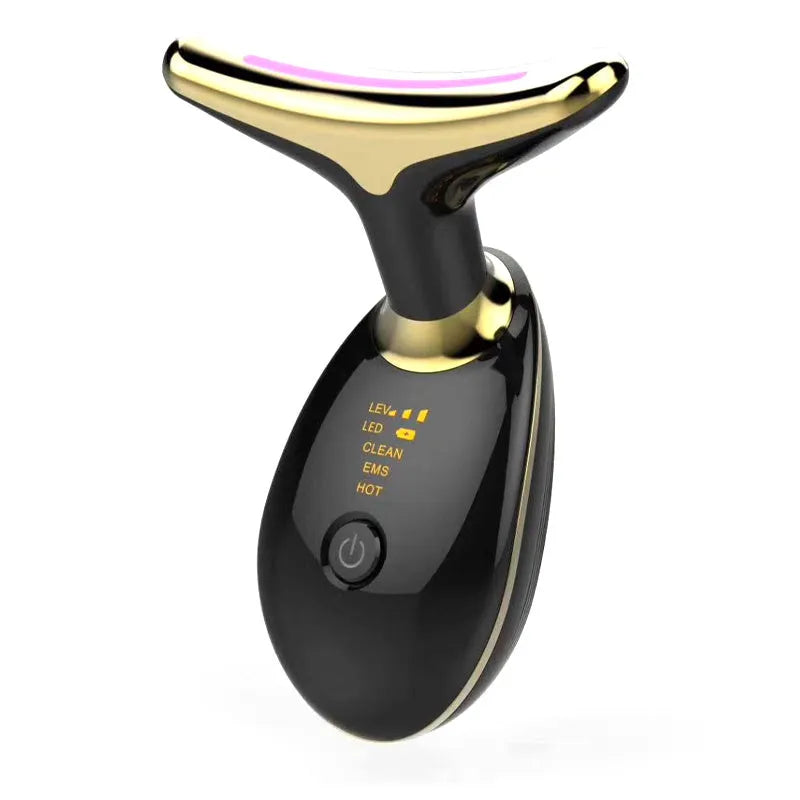 EMS thermal neck massager device with LED lights for facial skin care and wrinkle reduction
