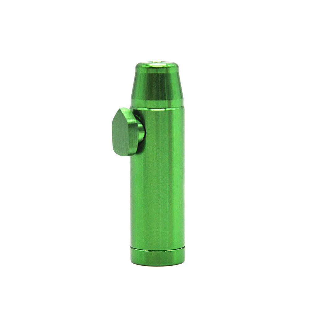Aluminium alloy bullet snuff cigarette holder with flat head, shown in multiple colour options.