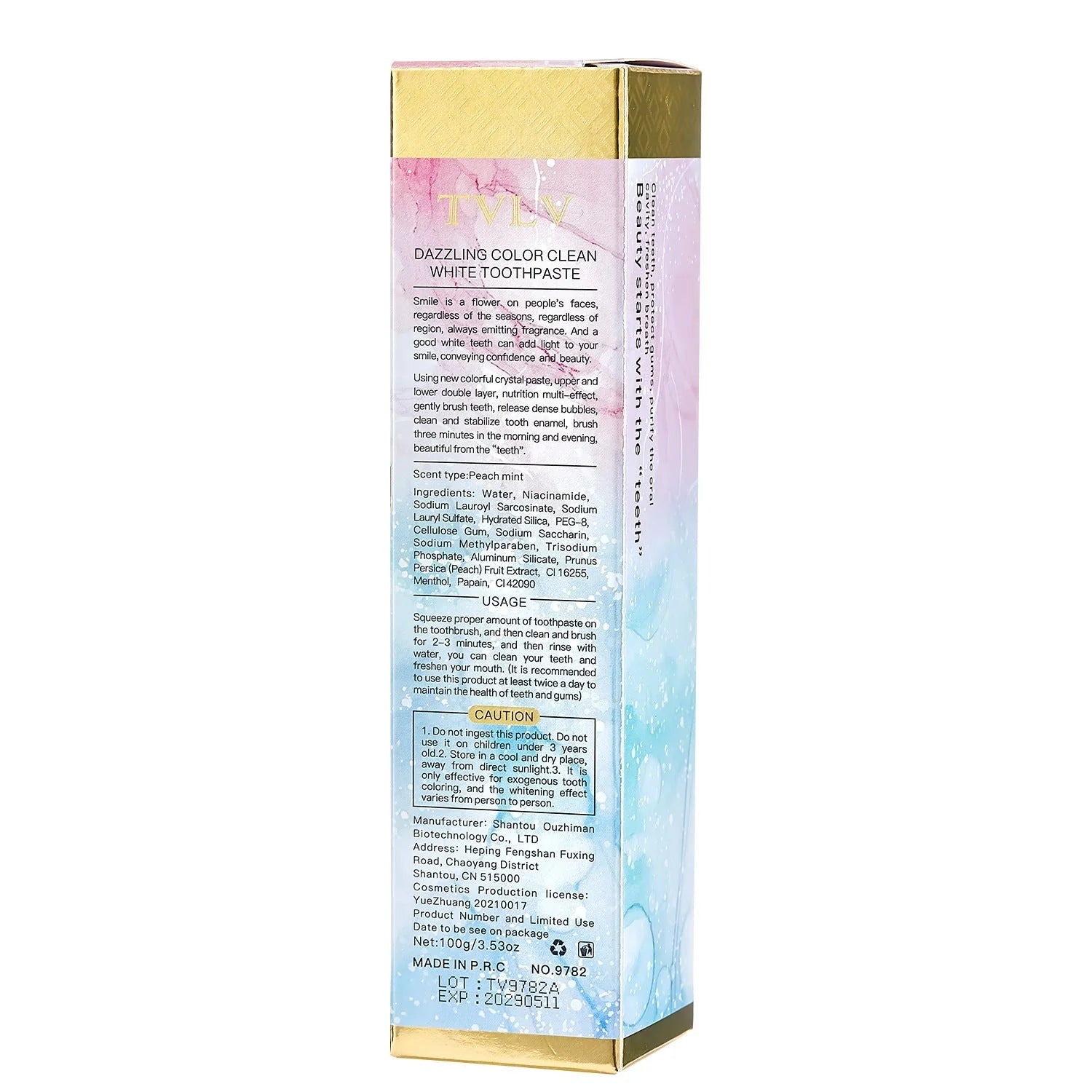 Colorful Pure White Toothpaste tube for effective tooth stain removal and fresh breath