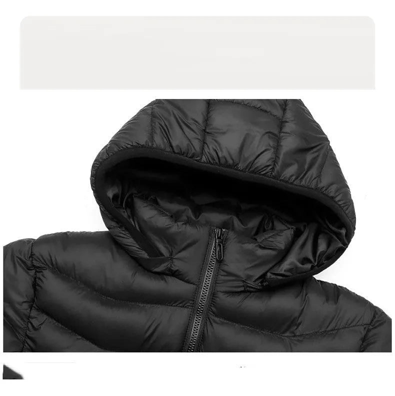 Winter smart heating cardigan for men and women in black, hooded, chemical fibre blend, sizes S to 6XL