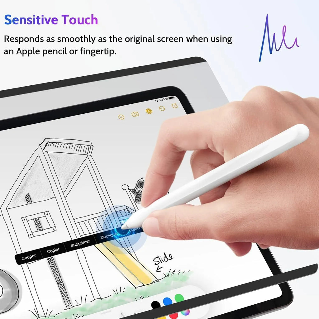 Magnetic anti peeping privacy screen film for iPad with attached storage clip on packaging colour card