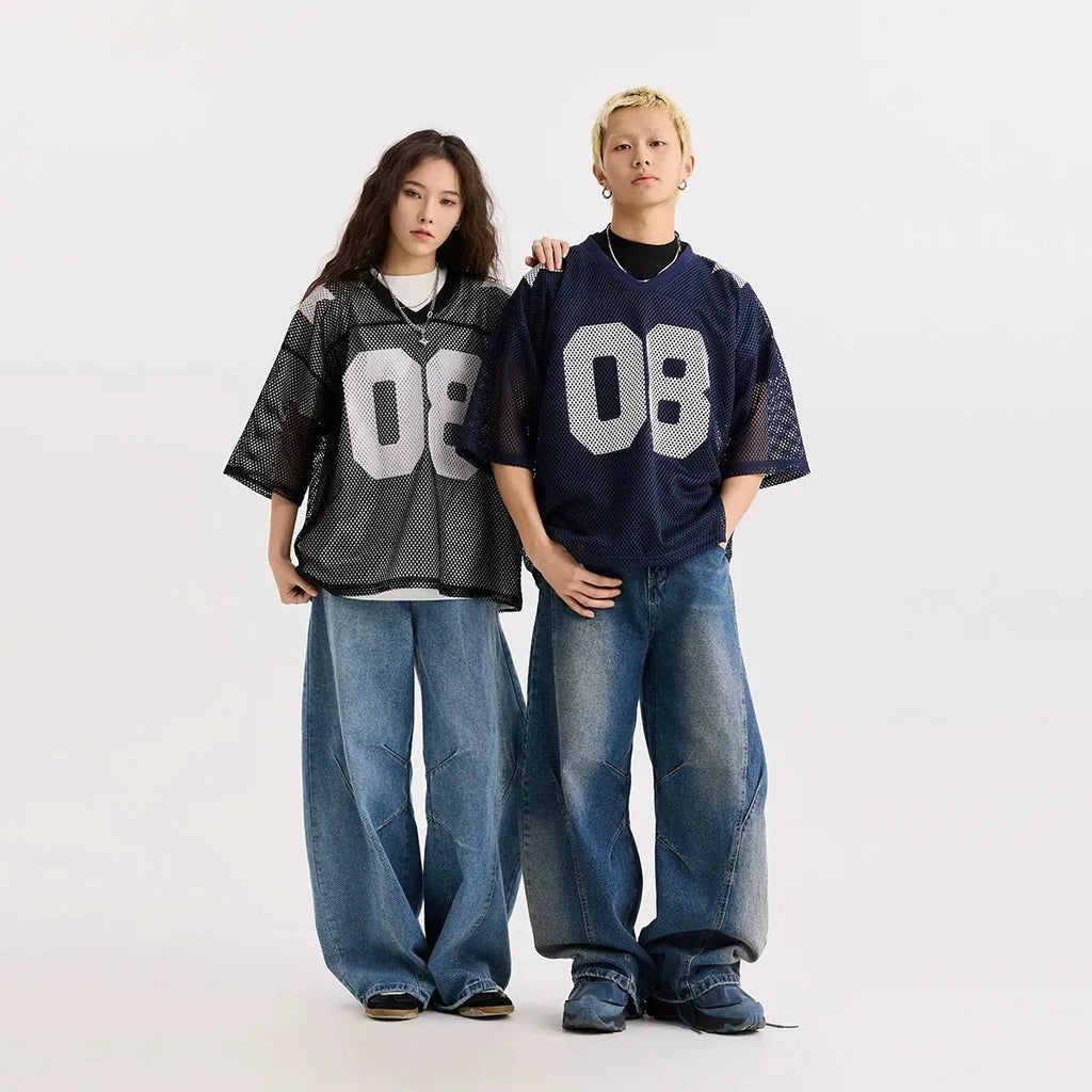 Black loose fit half sleeve pullover shirt with white letter print pattern.