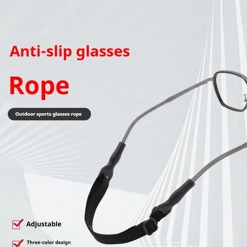 Black adjustable glasses cord with silicone ends for adult and children's eyewear retention