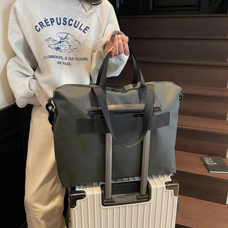 Lightweight Oxford cloth tote bag in black, grey or champagne with 20-35L capacity