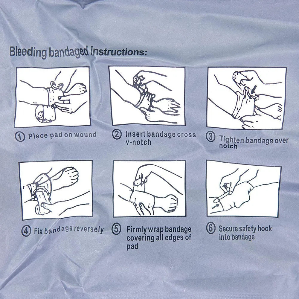 Simple portable haemostatic bandage and tactical gauze tape roll in 10cm and 15cm sizes for first aid.