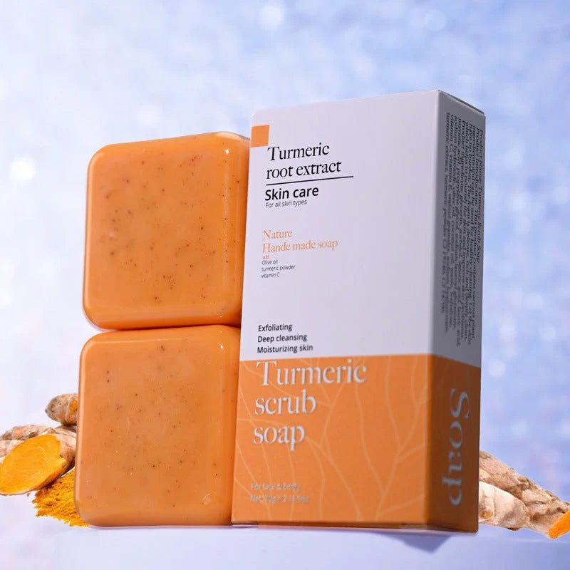 Frosted Handmade Cleansing Bath Turmeric Soap with natural ingredients for skin brightening